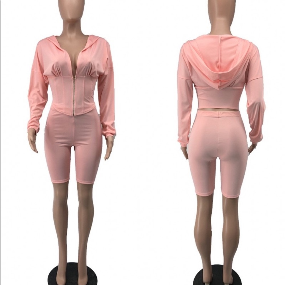 Pink Two Piece Shorts Set